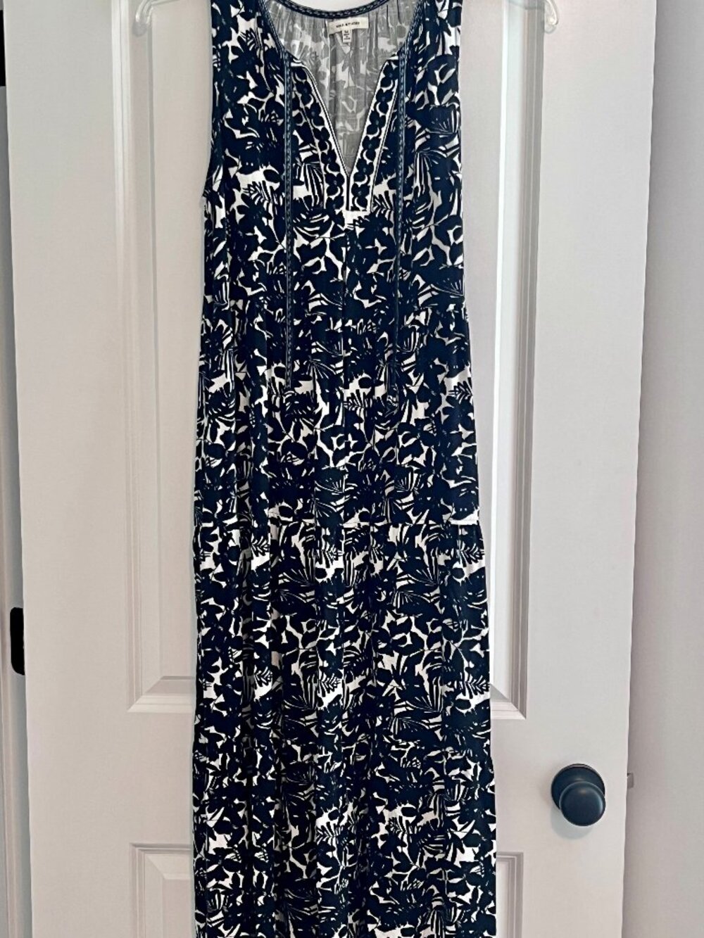 Max Studio Boho Maxi Dress Black White Floral